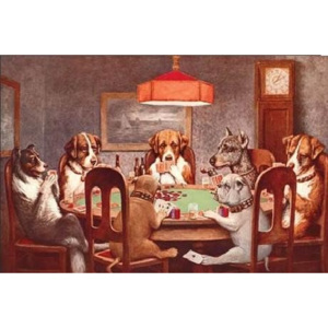 DOGS PLAYING POKER fémplakát, (41 x 26 cm)