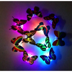 Színes, csillogós, LED pillangó