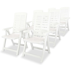 6 db fehér, dönthető, műanyag kerti szék 60 x 61 x 108 cm