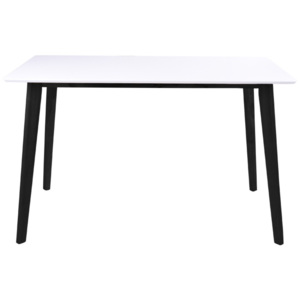 Vojens kaucsukfa étkezőasztal fehér asztallappal és fekete lábakkal, 120 x 70 cm - House Nordic