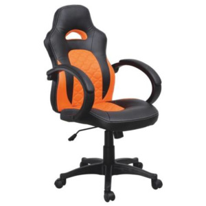 Irodai szék, fekete textilbőr/narancssárga textilbőr, NELSON