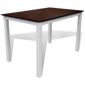 Barna/fehér tömör fa étkezőasztal 110 cm