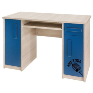 SEINA íróasztal, 76x120x60 cm, kőris/kék, zene matrica
