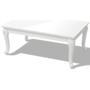 Fehér magasfényű 100x60x42 cm-es dohányzóasztal