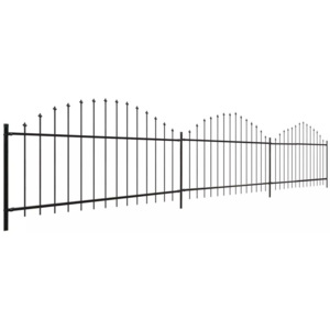Fekete, lándzsahegy tetejű acél kerítés (0,75-1) x 6 m