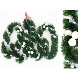 Tinsel dekorációs karácsonyi girland fehér részletekkel, hosszúsága 3 m - Unimasa