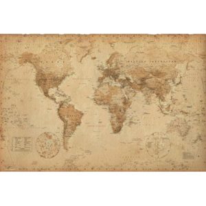 Antik világtérkép Plakát, (91,5 x 61 cm)