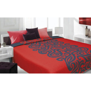 Kedvezmény 20% Kétoldalú luxus pamut ágytakaró kékes-piros, mintával 170x210 cm
