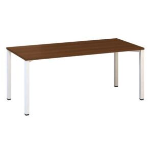 Alfa 420 konferenciaasztal fehér lábazattal, 180 x 80 x 74,2 cm, egyenes kivitel, dió mintázat