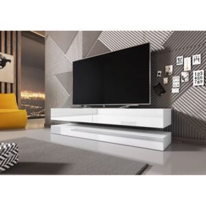 Fly 140 cm-es TV szekrény, fehér/fehér, hangulatvilágítás nélkül