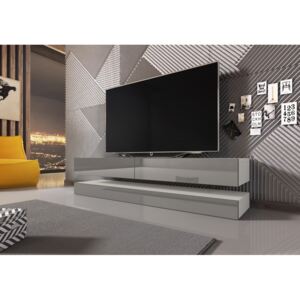 Fly 140 cm-es TV szekrény, szürke/fehér, hangulatvilágítás nélkül