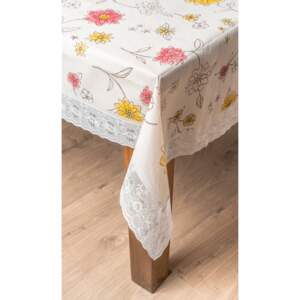 Meiwa csipkeszélű asztalterítő /Fehér virágmintás/