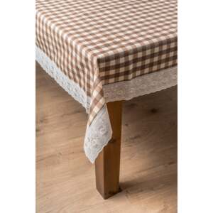 Meiwa csipkeszélű asztalterítő /barna kockás/