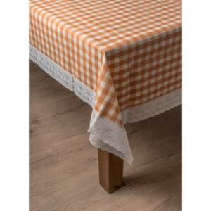 Meiwa csipkeszélű asztalterítő /narancs kockás/ - 122x152