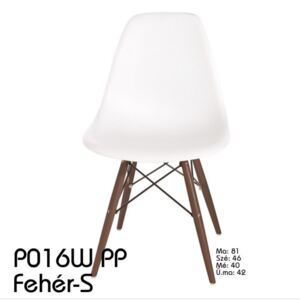 P016W PP szék fa lábakkal fehér-sötétebb lábakkal