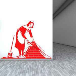 Falmatrica GLIX - Banksy "Maid" Piros 80 x 60 cm