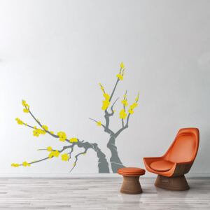 Falmatrica GLIX - Tree II.- wall decal Žlutá + šedý kmen 90 x 100 cm