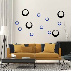 Falmatrica GLIX - Decorative circles Fekete és kék 60 x 40 cm
