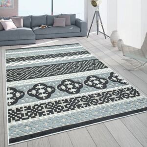 Fekete-szürke ethnic kültéri és beltéri lapos szövésű design szőnyeg 80x150 cm