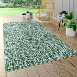 Zöld parketta mintás kültéri és beltéri lapos szövésű design szőnyeg 80x150 cm