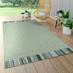 Zöld bordűrös kültéri és beltéri lapos szövésű design szőnyeg 80x150 cm