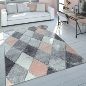 Pasztel 3D hatású design szőnyeg gyémánt mintával pink 160x230 cm