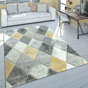 Pasztel 3D hatású design szőnyeg gyémánt mintával sárga 160x230 cm