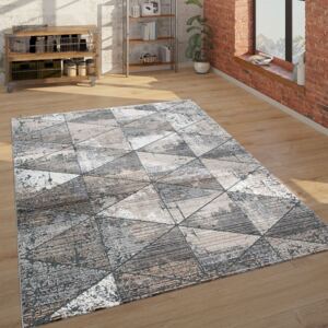 Modern 3D design szőnyeg absztrakt háromszög mintával bézs 80x300 cm