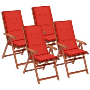 4 darabos kerti szék-párnaszett piros színben 120x50x3 cm
