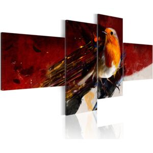 Vászonkép Bimago - A little bird on four parts 100x45 cm