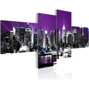 Vászonkép Bimago - New York on a violet background 200x90