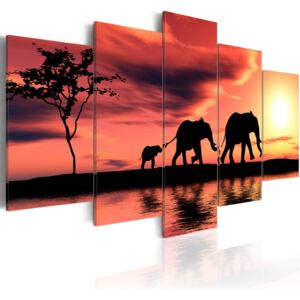 Vászonkép Bimago - African elephants family 200x100 cm