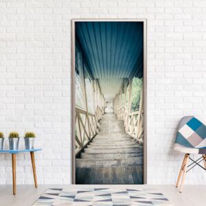 Fotótapéta ajtóra Bimago - Wooden Vintage Stairway + ragasztó ingyen 90x210 cm
