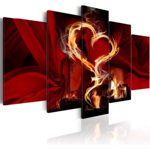Vászonkép Bimago - Flames of love: heart 100x50 cm