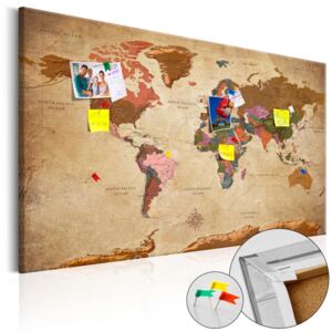World Map: Brown Elegance - parafa tábla 90x60 cm