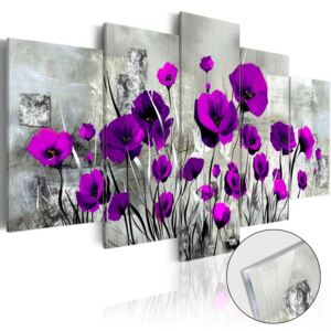 Üvegkép Bimago - Meadow: Purple Poppies 100x50 cm