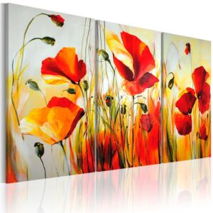 Kézzel festett kép Bimago - Red meadow 120x80 cm