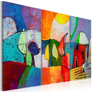 Kézzel festett kép Bimago - Colorful landscape 120x80 cm