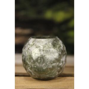 Zöld fagyos üveg gyertyatartó 9cm