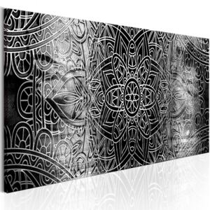 Vászonkép Bimago - Mandala: Grey Depths 120x40 cm