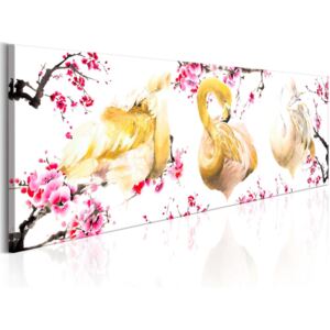 Vászonkép Bimago - Golden Flamingoes 120x40 cm