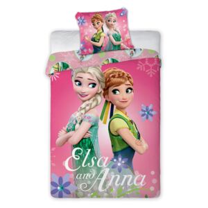 Gyermek ágyneműhuzat Frozen Sisters rózsaszín 140x200 cm