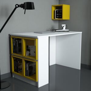 Íróasztal YN2175 65x120x75cm Fehér + sárga