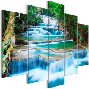 Vászonkép Bimago - Waterfall in Kanchanaburi Wide 225x100 cm