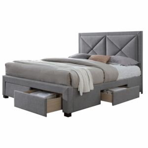 Luxus ágy ágyneműtartóval, szürke melír, XADRA 160x200