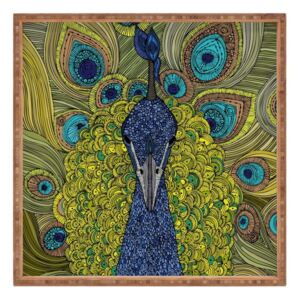 Peacock dekoratív fatálca, 40 x 40 cm