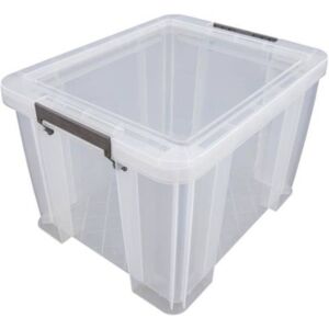 Műanyag tárolódoboz, átlátszó, A4 méretű papírok tárolására, 36 liter, ALLSTORE (CSDWF36C)