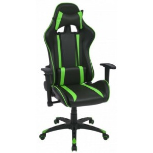 Zöld dönthető háttámlás versenyautó ülés alakú irodai szék