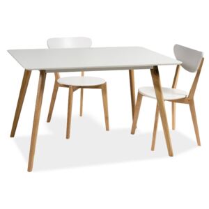 Étkezőasztal, fehér/tölgy, MILAN 120x80