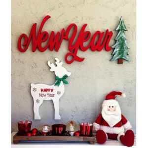 New Year piros fa fali dekoráció